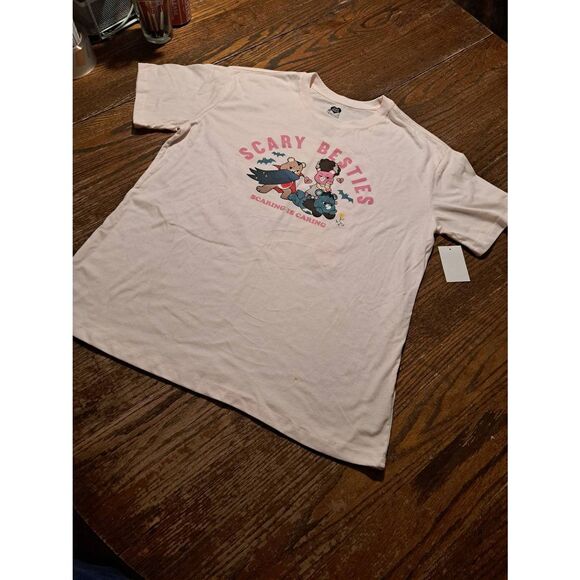 New Care Bears x Universal Monsters Tee NWT Women’s L 12-14 Pink Graphic Shirt - Picture 1 of 2